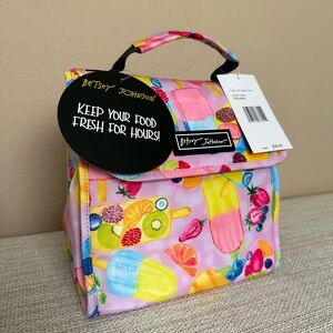 Betsey Johnson Insulated Lunch Box, Fruit Fabric, NWT